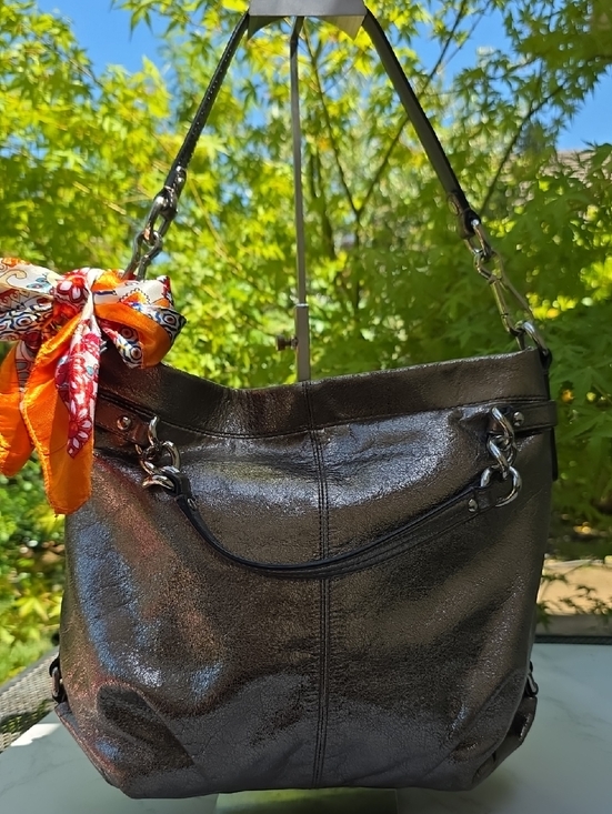 Coach Handbags - Coach Y2K Brooke Hobo Silver Gold Tones Metallic Leather Shoulder Hand Bag